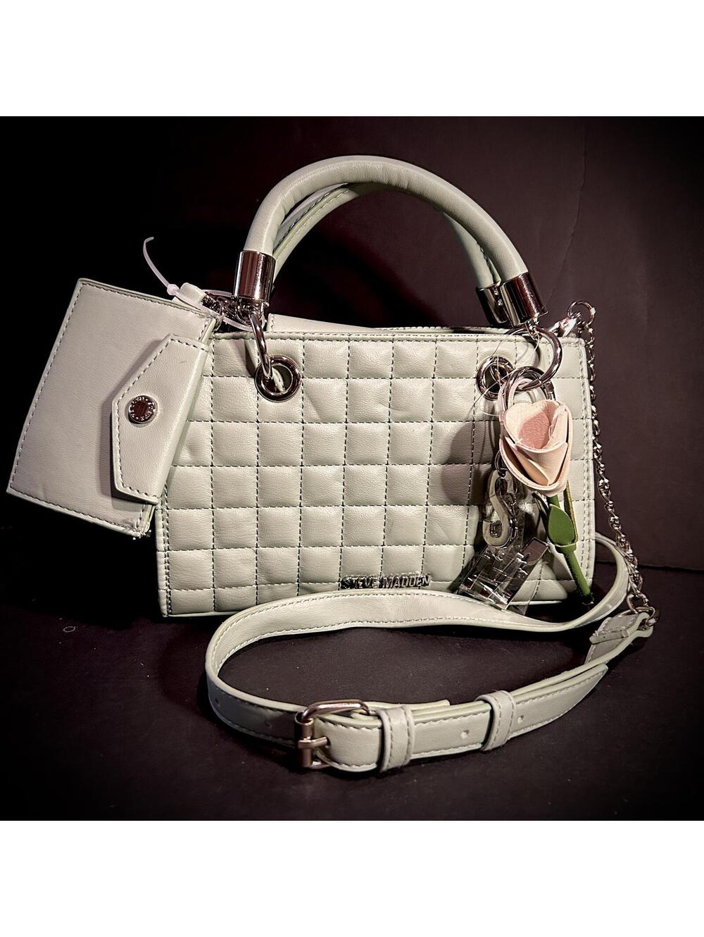 Steve Madden Quilted Mini Frosty Green Crossbody Bag